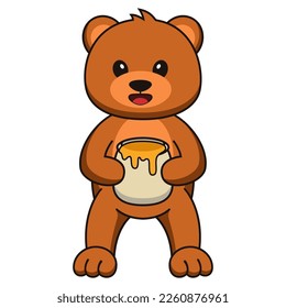 cartoon cute bear isolated white background