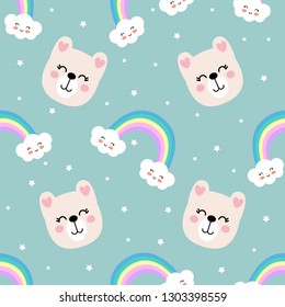Cartoon cute bear seamless pattern