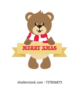 cartoon cute bear with a sign