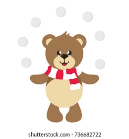 cartoon cute bear with snowball
