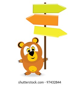 cartoon cute bears with sign for your text. vector illustration.