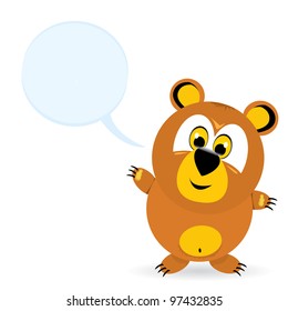 cartoon cute bears with speech bubble. vector illustration.