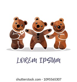 Cartoon cute bears withtext frame.  Design element for booklets or posters.