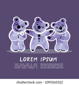 Cartoon cute bears withtext frame.  Design element for booklets or posters.
