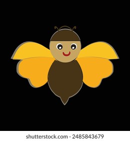 Cartoon cute bee flying. Vector illustration.