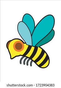 Cartoon cute bee isolated on white background. Vector mascot character isolated.