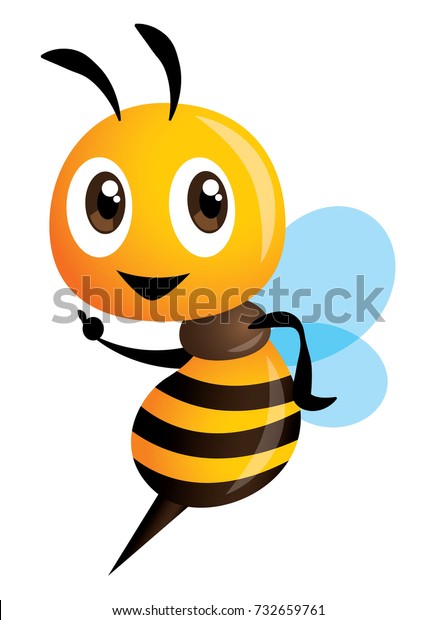 漫画のかわいいハチを指さす手 ベクターマスコットキャラクター のベクター画像素材 ロイヤリティフリー