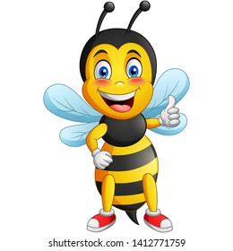 Cartoon cute bee. Vector illustration