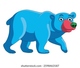 Cartoon cute big bear walking vector illustration