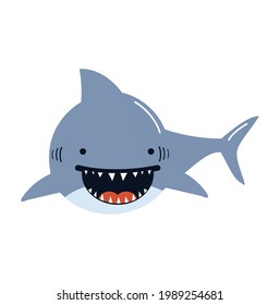Cartoon cute  big shark Vector