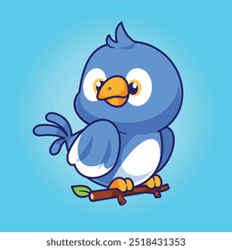 Cartoon cute bird hand drawing illustration