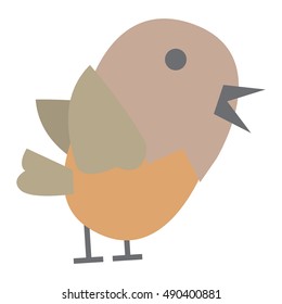 Cartoon cute bird on white background