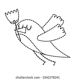 cartoon cute bird with tulip flower in beak