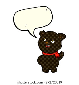 cartoon cute black bear cub with speech bubble