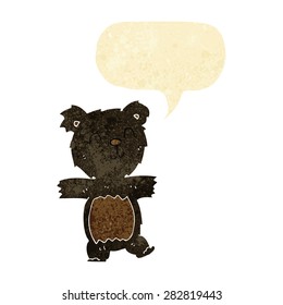 cartoon cute black bear cub with speech bubble