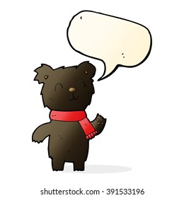 cartoon cute black bear cub with speech bubble