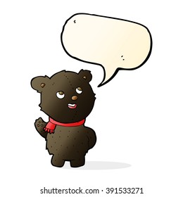cartoon cute black bear cub with speech bubble