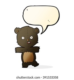 cartoon cute black bear cub with speech bubble