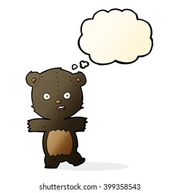cartoon cute black bear cub with thought bubble