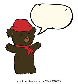 cartoon cute black bear with speech bubble