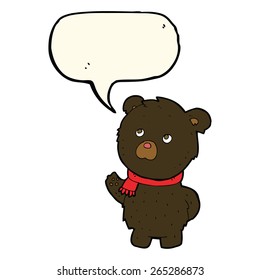 Karikatur süßer schwarzer Bär mit Sprachblase