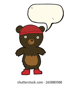 cartoon cute black bear with speech bubble
