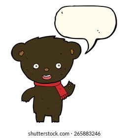 caricatura lindo oso negro con burbuja de habla