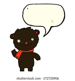 caricatura lindo oso negro con burbuja de habla