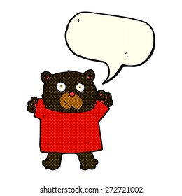 cartoon cute black bear with speech bubble