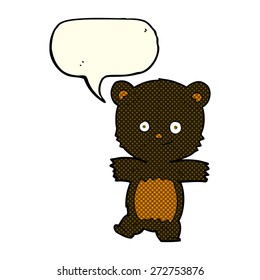 caricatura lindo oso negro con burbuja de habla
