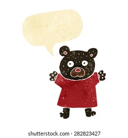 cartoon cute black bear with speech bubble