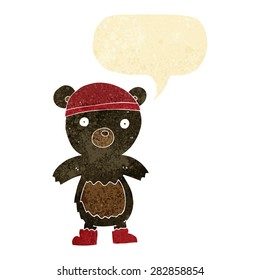 urso preto bonito desenho animado com balão de fala