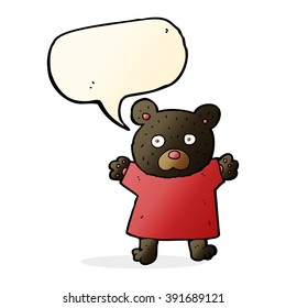 cartoon cute black bear with speech bubble