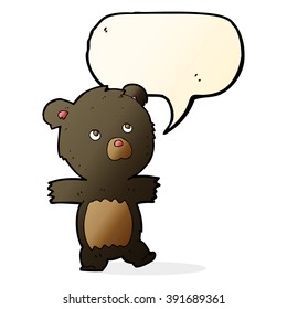 cartoon cute black bear with speech bubble