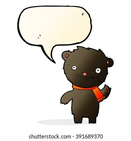 caricatura lindo oso negro con burbuja de habla