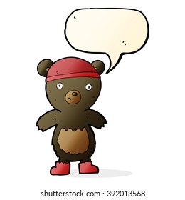 cartoon cute black bear with speech bubble