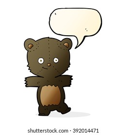 cartoon cute black bear with speech bubble