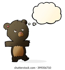 caricatura lindo oso negro con burbuja de pensamientos