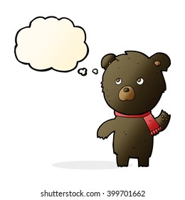 cartoon cute black bear with thought bubble
