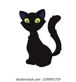 Cartoon cute black cat Halloween. Vector illustration