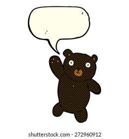 cartoon cute black teddy bear with speech bubble
