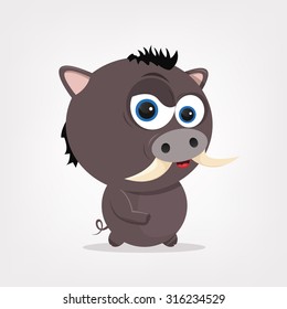 cartoon of a cute boar