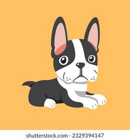 Cartoon cute boston terrier dog for design.