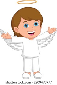 Cartoon Cute Boy In Angel Costume