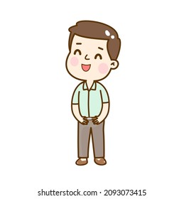 Cartoon cute boy character vector.