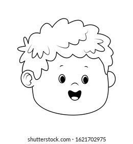 cartoon cute boy face icon over white background, flat design, vector illustration
