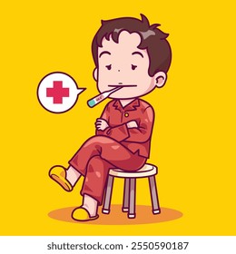 Desenho animado menino doente vetor ilustração