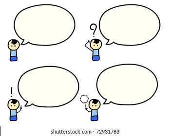 Cartoon of cute boy with speech bubbles