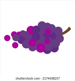 Cartoon cute bright colors fruits. Grapes isolated on white background, flat design, vector, illustration, EPS10