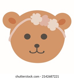 Cartoon cute brown bear. Flat design